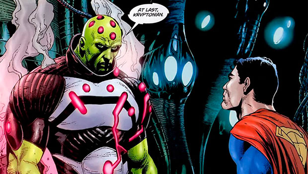 Трогательная сцена из комикса между Брейниаком и Суперменом