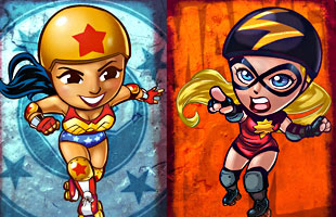 Супергероини Marvel и DC: бой на роликах