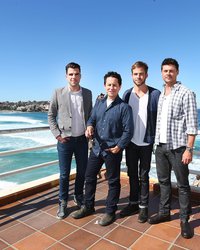 <p class="MsoNormal">Закари Куинто, Джей Джей Абрамс, Крис Пайн и Карл Урбан</p>