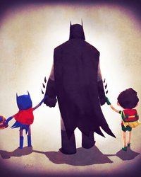 <p class="MsoNormal">Бэтмен с&nbsp;Бэтгерл и Робином</p>