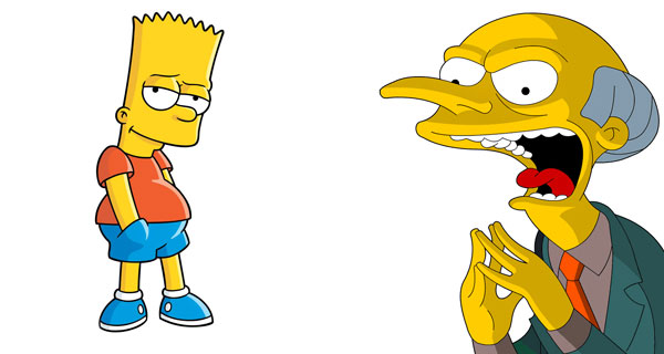 Барт Симпсон и мистер Бернс, герои сериала "Симпсоны"
