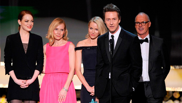 актерский ансамбль фильма "Бердмен" на вручении наград Гильдии киноактеров