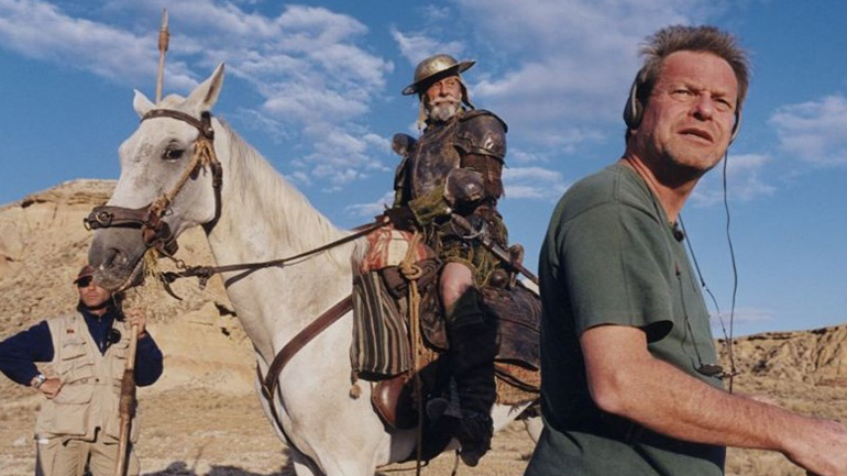 Терри Гиллиам и Жан Рошфор на съемках «Человека, который убил Дон Кихота»