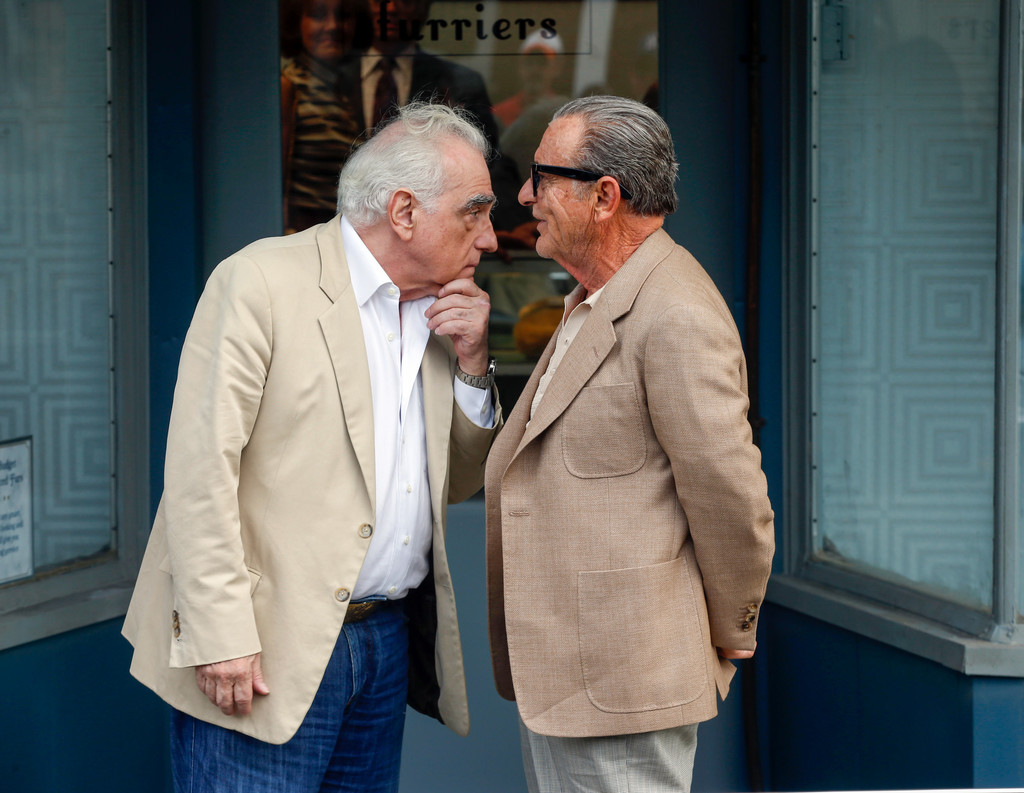 Мартин Скорсезе и Джо Пеши на съемках "Ирландца", сентябрь 2017