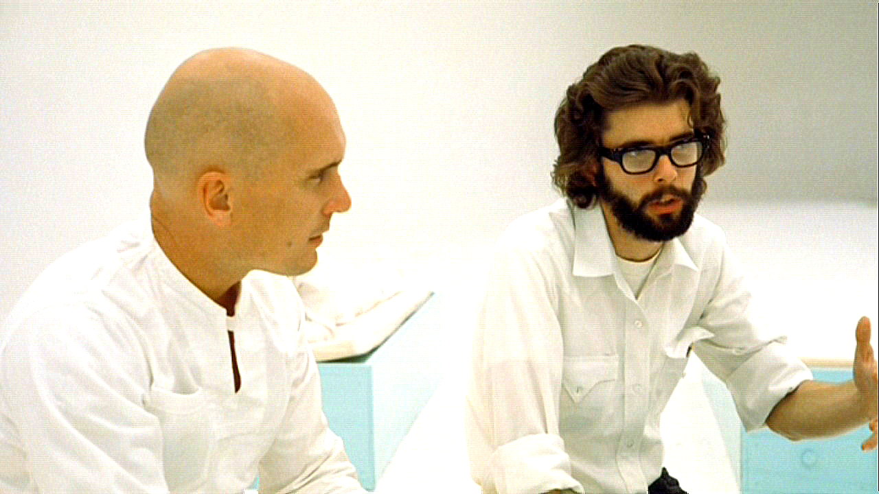 Роберт Дювалл и Джордж Лукас на съемках фильма «THX 1138»