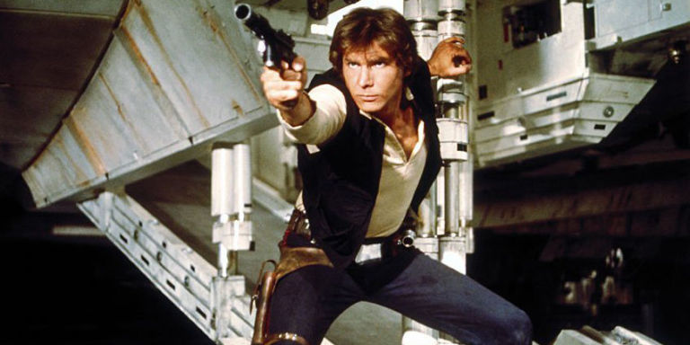 Хан Соло в исполнении Харрисона Форда и его бластер