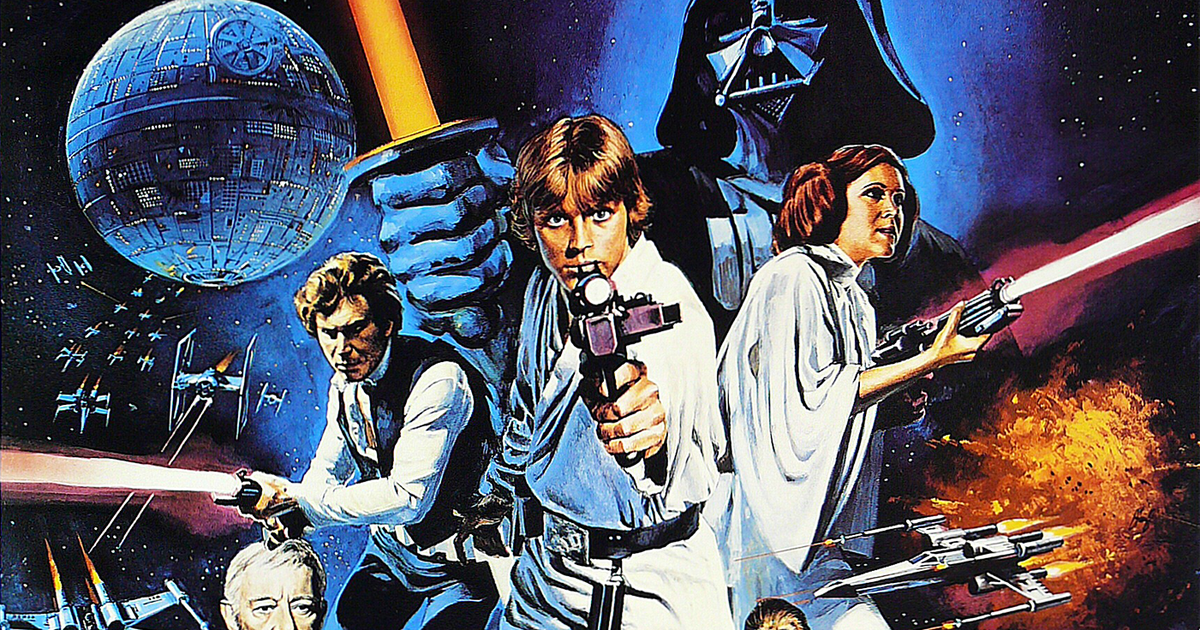 Рисованный постер старой трилогии "Звездные войны"