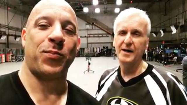 Вин Дизель и Джеймс Кэмерон на съемках сиквелов "Аватара"