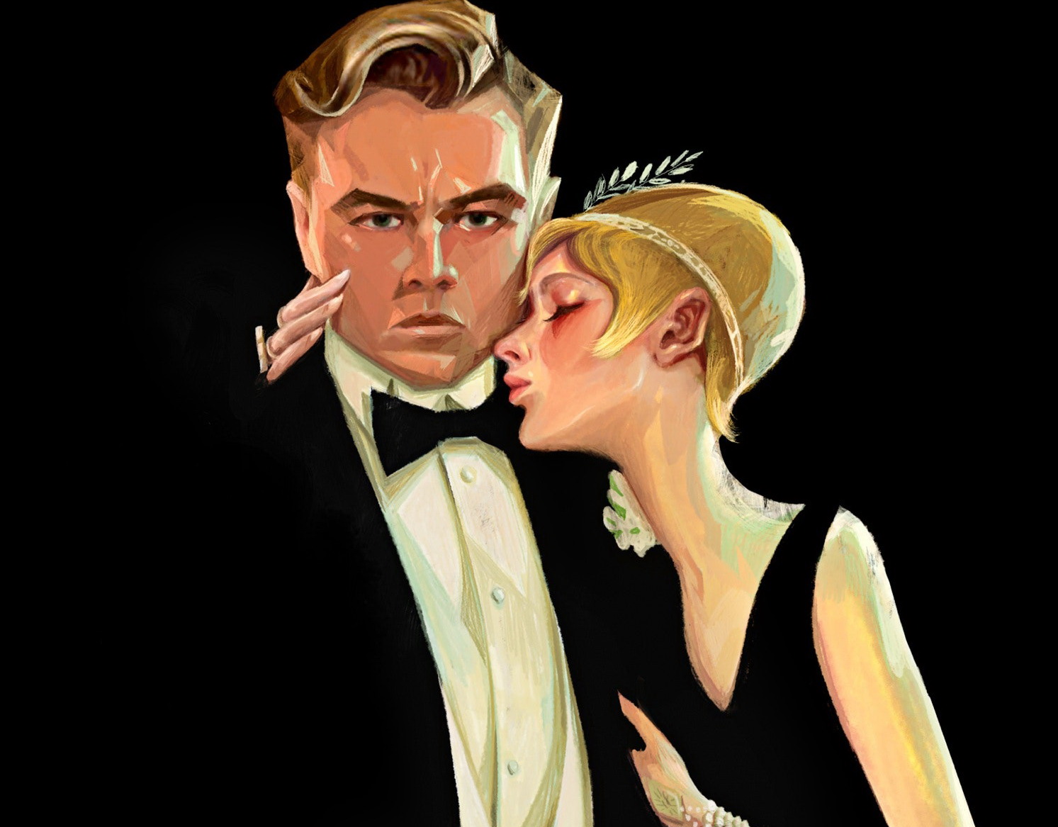 Рисунок персонажей Леонардо ДиКаприо и Кэри Маллиган из фильма "Великий Гэтсби" 