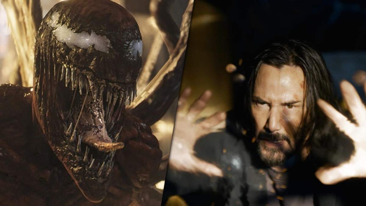 Кадр из "Венома 2" и кадр из "Матрицы 4"