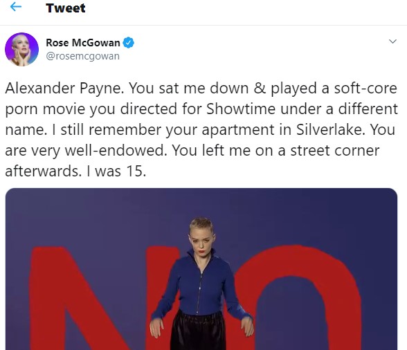 Роуз МакГоун снова заявила о харрасменте. На этот раз - от Александра Пэйна Роуз МакГоун снова заявила о харрасменте. На этот раз - от Александра Пэйна